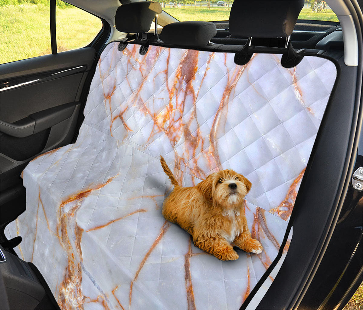 Grey Bronze Marble Print Pet Car Back Seat Cover