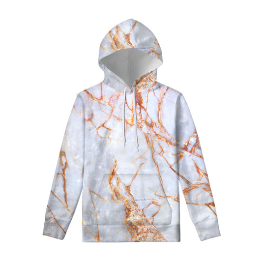 Grey Bronze Marble Print Pullover Hoodie