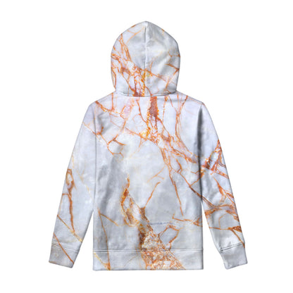 Grey Bronze Marble Print Pullover Hoodie