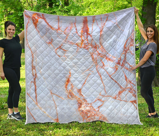 Grey Bronze Marble Print Quilt
