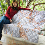 Grey Bronze Marble Print Quilt