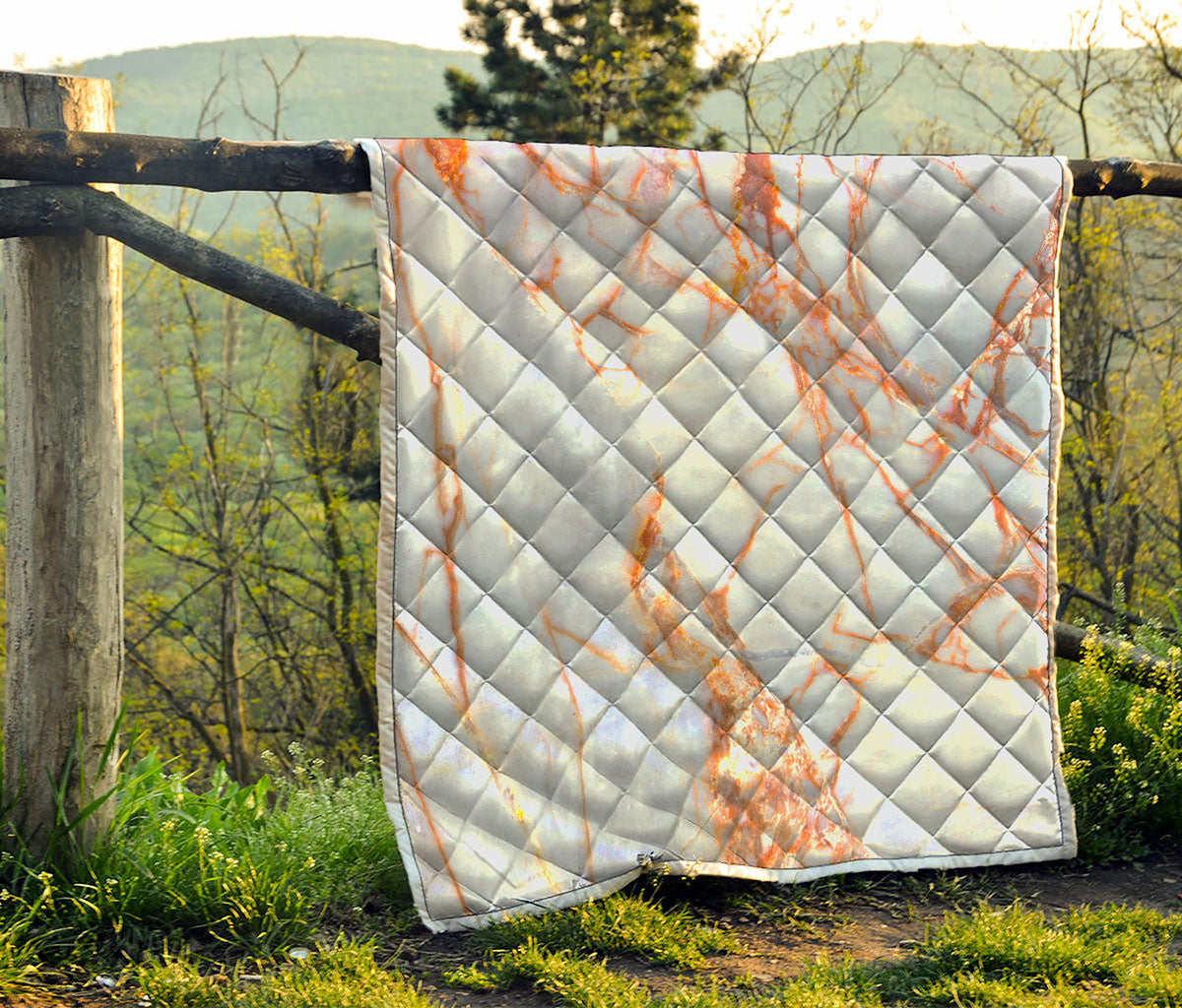 Grey Bronze Marble Print Quilt