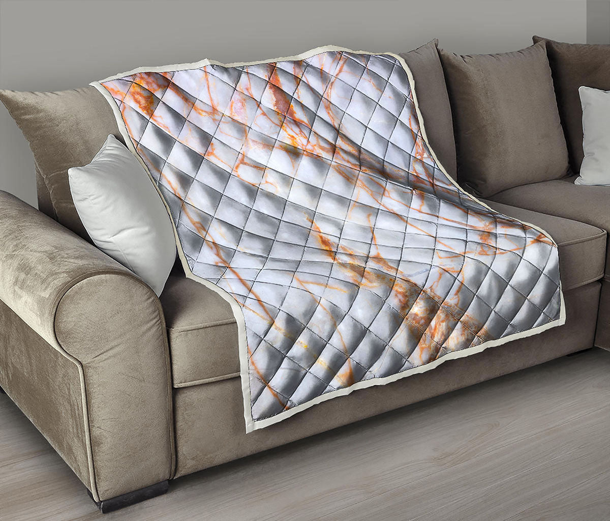 Grey Bronze Marble Print Quilt