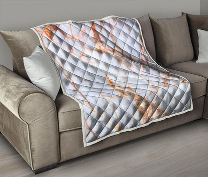 Grey Bronze Marble Print Quilt