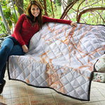 Grey Bronze Marble Print Quilt