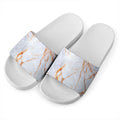 Grey Bronze Marble Print White Slide Sandals