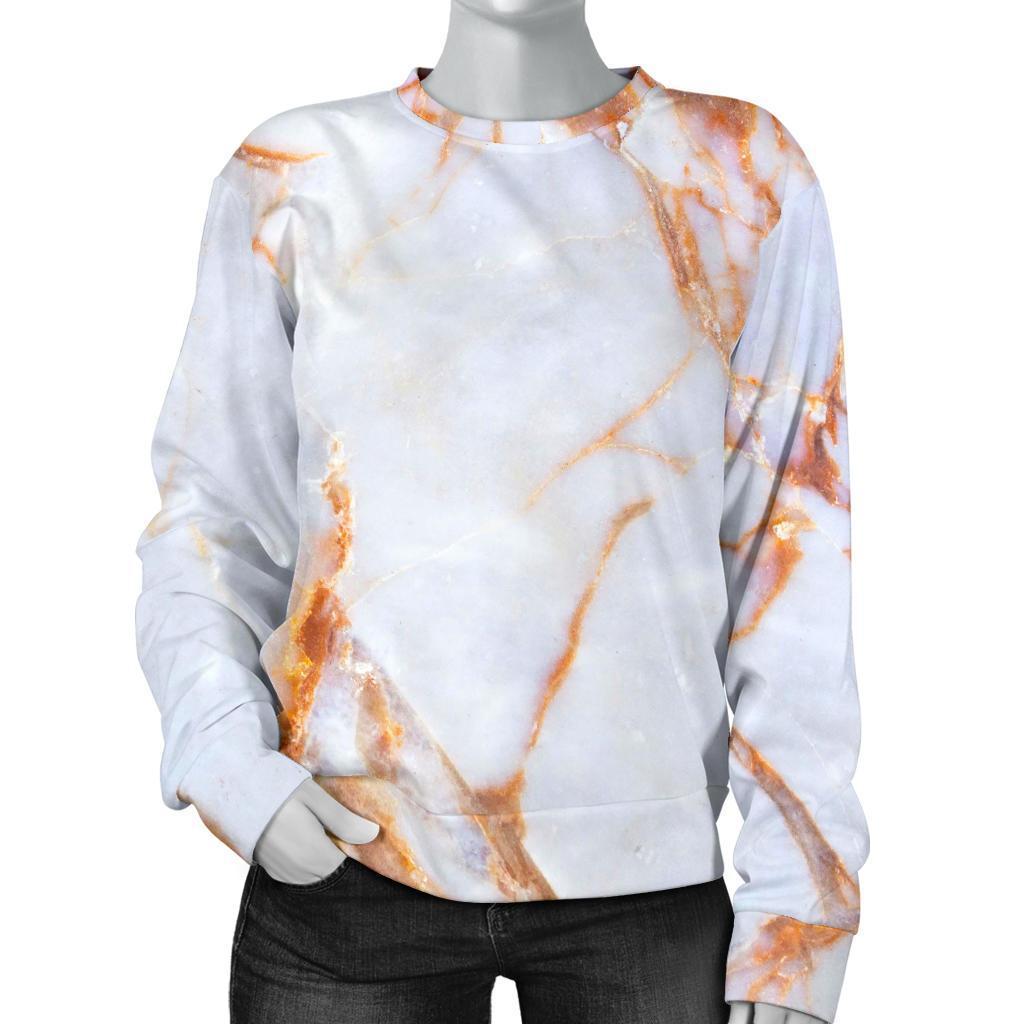 Grey Bronze Marble Print Women's Crewneck Sweatshirt GearFrost