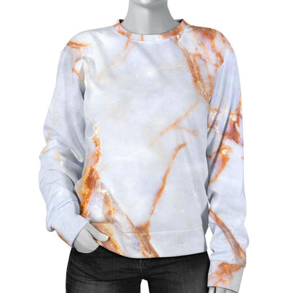 Grey Bronze Marble Print Women's Crewneck Sweatshirt GearFrost