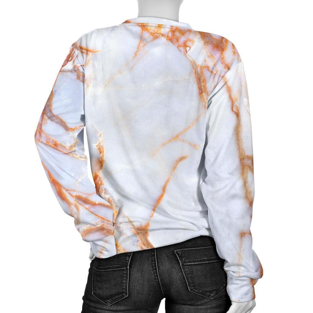 Grey Bronze Marble Print Women's Crewneck Sweatshirt GearFrost