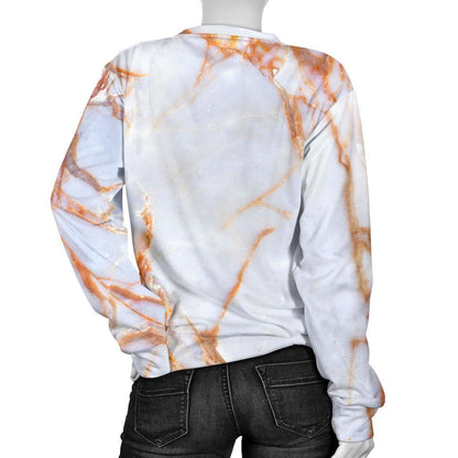 Grey Bronze Marble Print Women's Crewneck Sweatshirt GearFrost