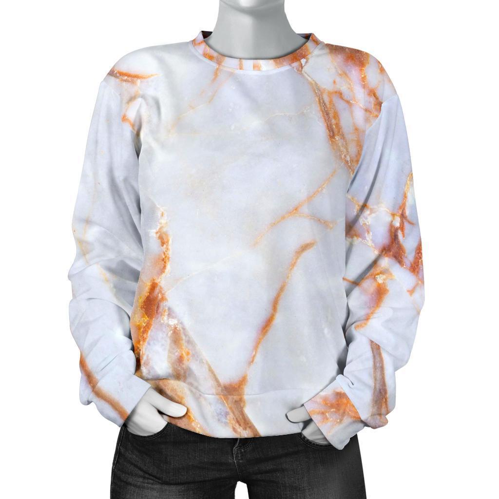 Grey Bronze Marble Print Women's Crewneck Sweatshirt GearFrost