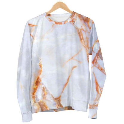 Grey Bronze Marble Print Women's Crewneck Sweatshirt GearFrost