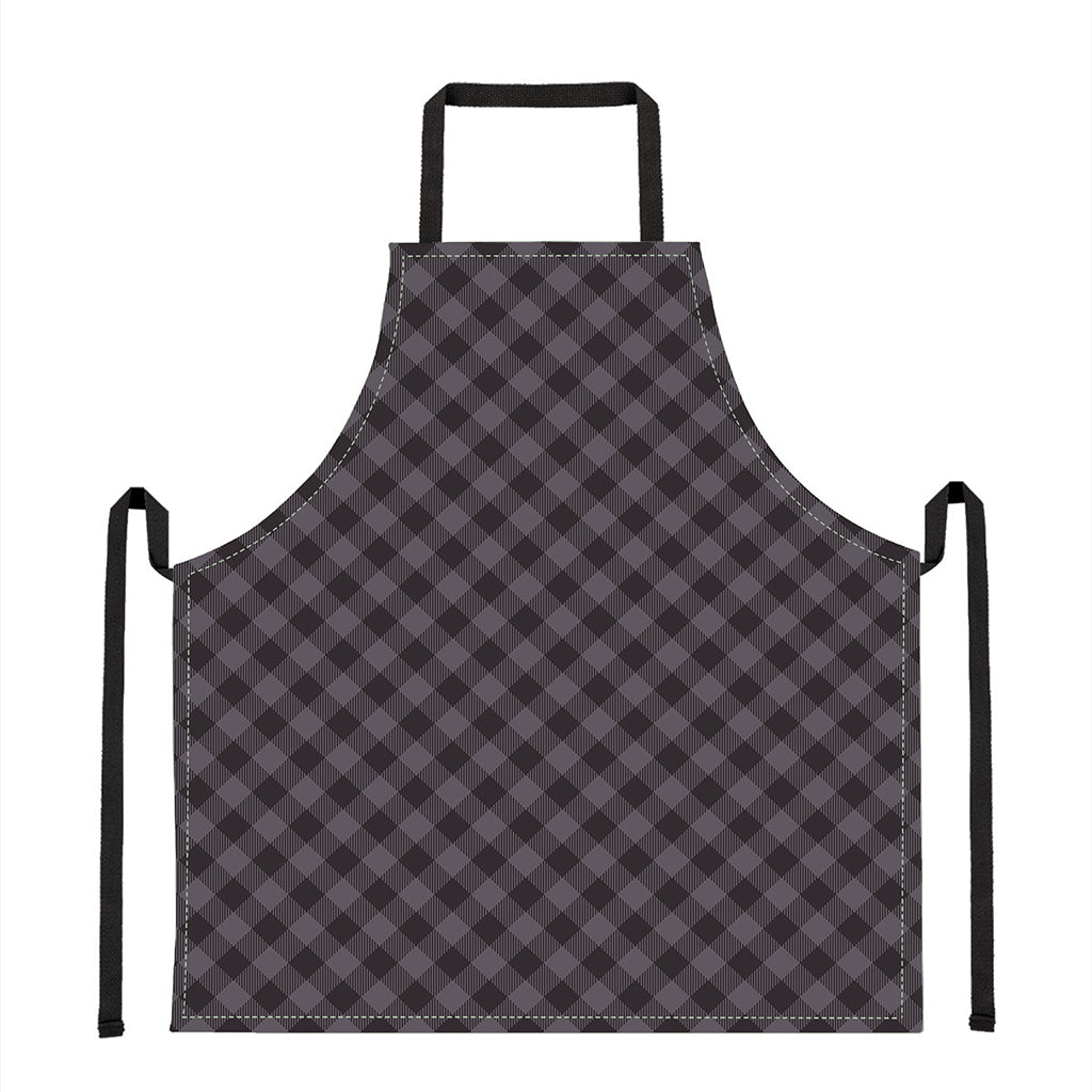 Grey Buffalo Plaid Pattern Print Apron