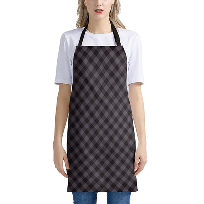 Grey Buffalo Plaid Pattern Print Apron