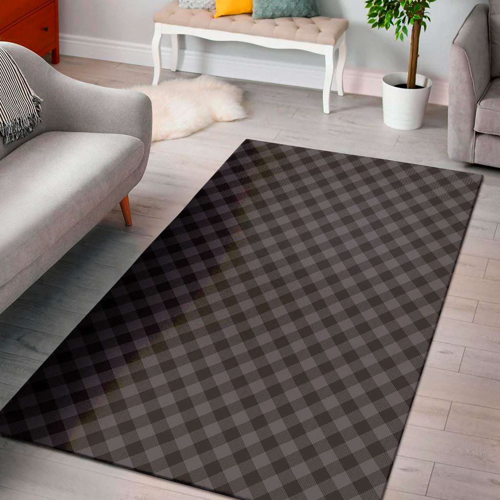 Grey Buffalo Plaid Pattern Print Area Rug