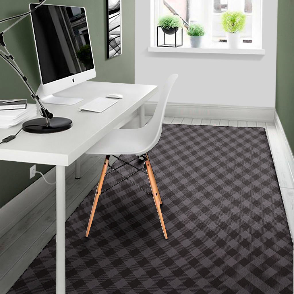 Grey Buffalo Plaid Pattern Print Area Rug