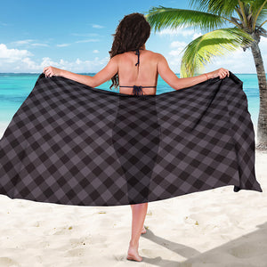 Grey Buffalo Plaid Pattern Print Beach Sarong Wrap