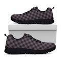 Grey Buffalo Plaid Pattern Print Black Running Shoes