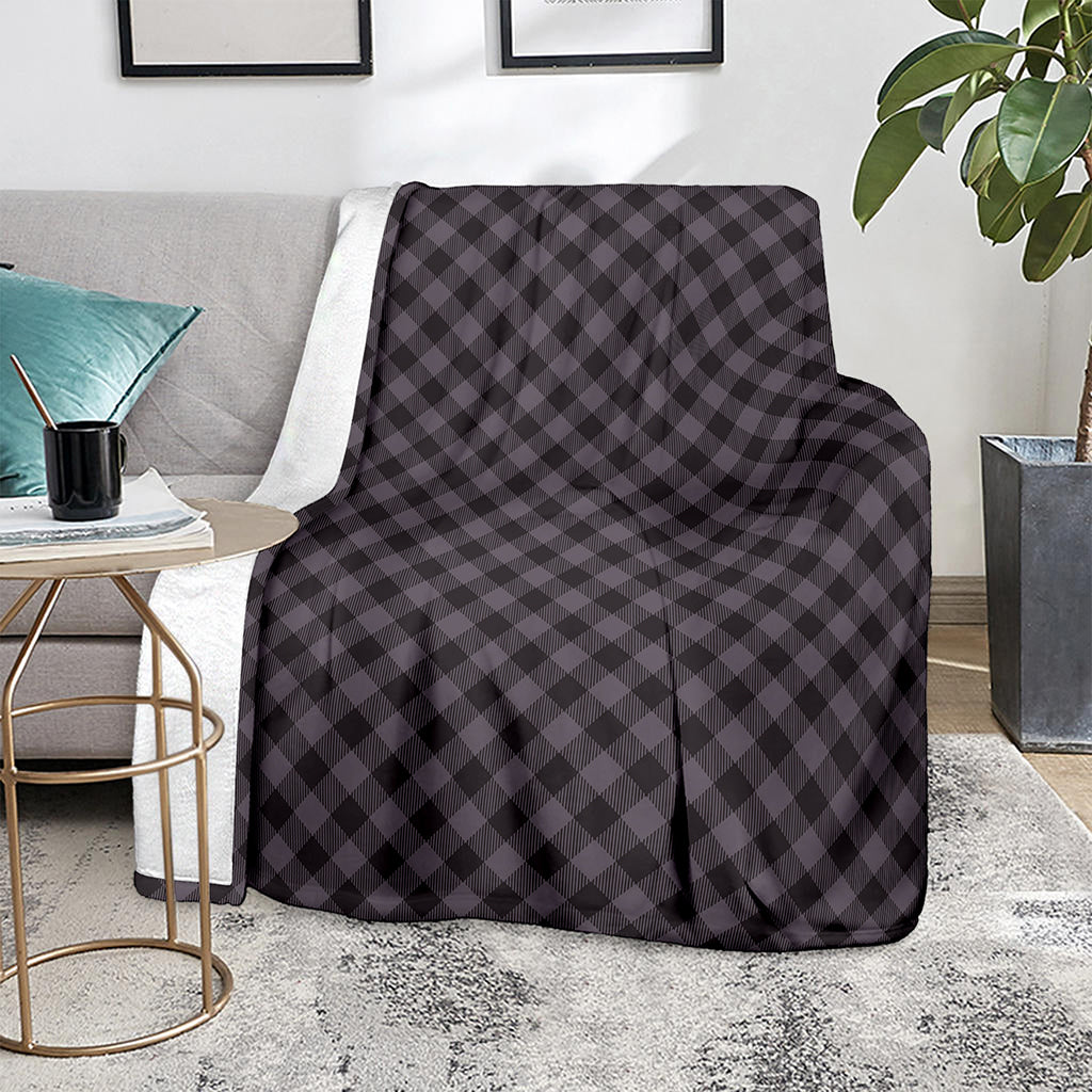 Grey Buffalo Plaid Pattern Print Blanket