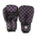 Grey Buffalo Plaid Pattern Print Boxing Gloves