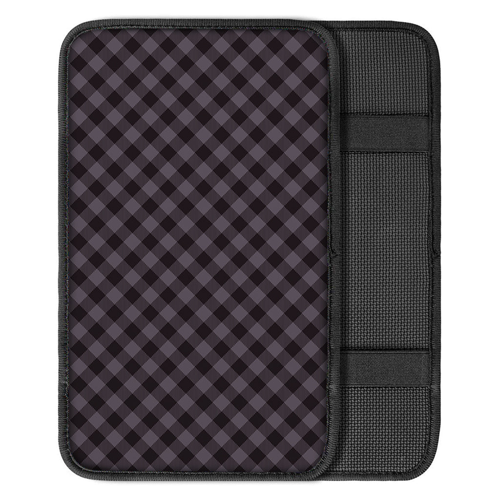 Grey Buffalo Plaid Pattern Print Car Center Console Cover