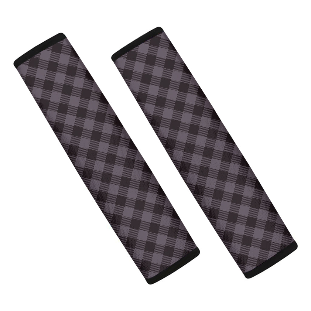 Grey Buffalo Plaid Pattern Print Car Seat Belt Covers
