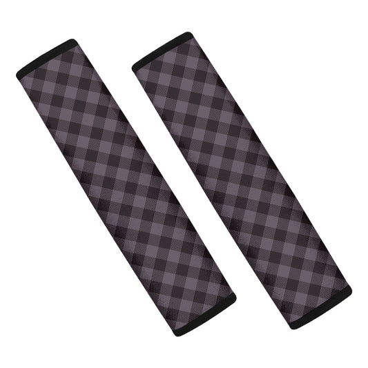 Grey Buffalo Plaid Pattern Print Car Seat Belt Covers