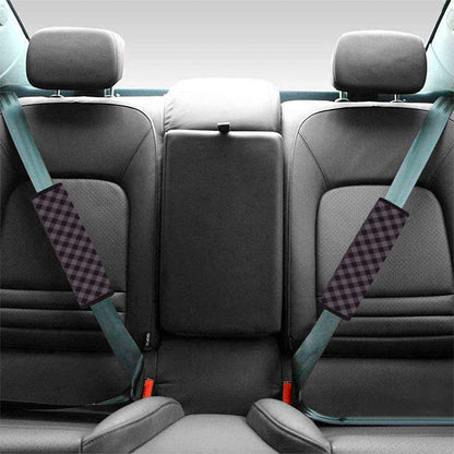 Grey Buffalo Plaid Pattern Print Car Seat Belt Covers