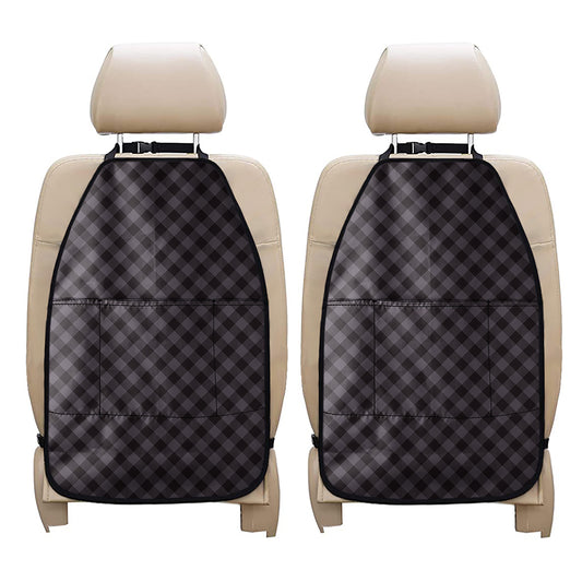 Grey Buffalo Plaid Pattern Print Car Seat Organizers