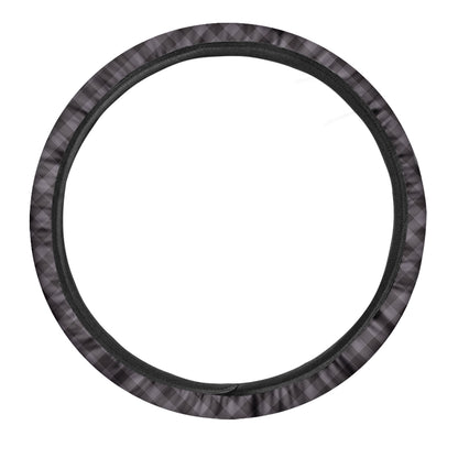 Grey Buffalo Plaid Pattern Print Car Steering Wheel Cover