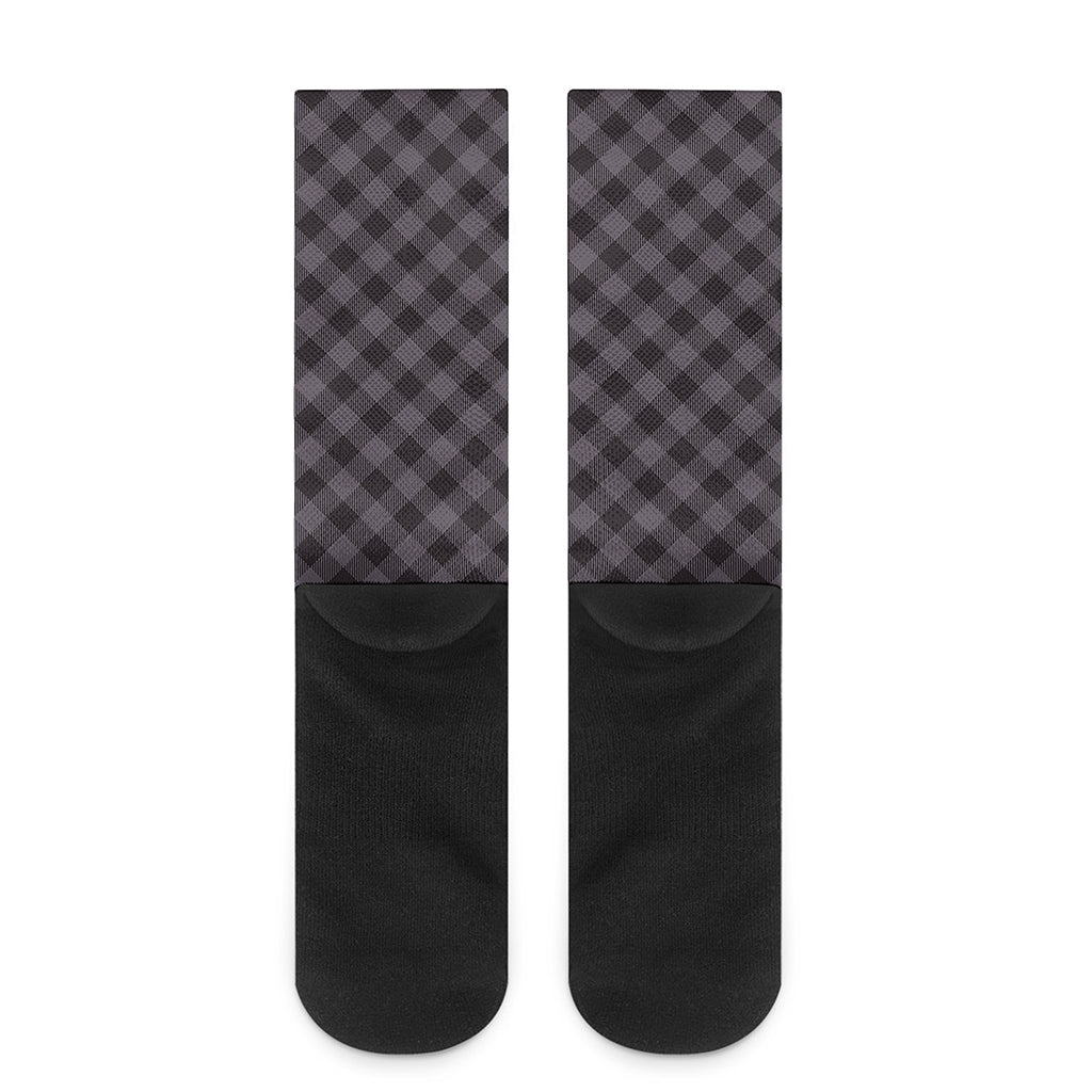 Grey Buffalo Plaid Pattern Print Crew Socks