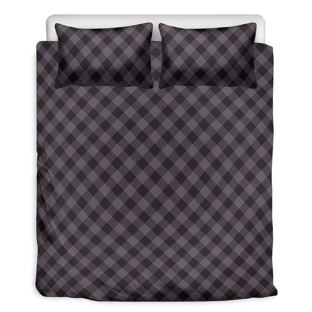 Grey Buffalo Plaid Pattern Print Duvet Cover Bedding Set