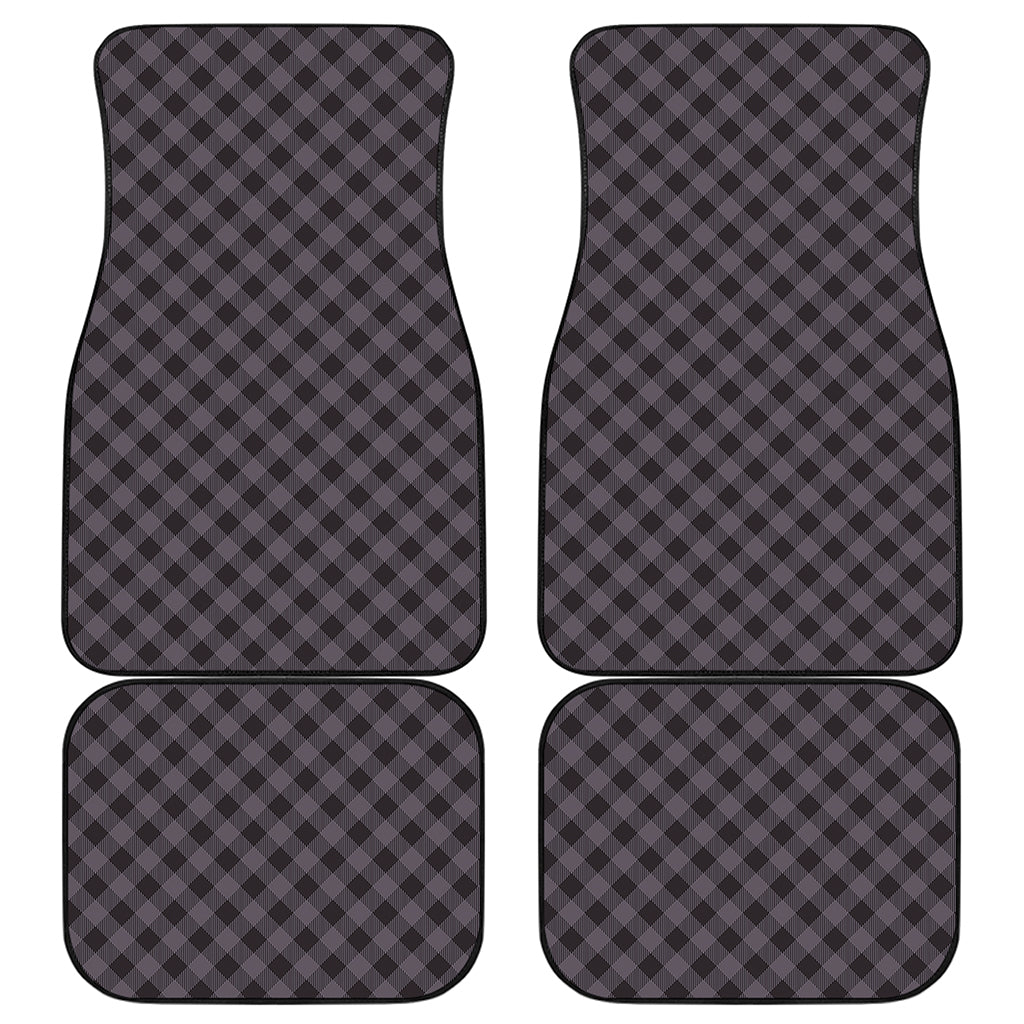 Grey Buffalo Plaid Pattern Print Front and Back Car Floor Mats