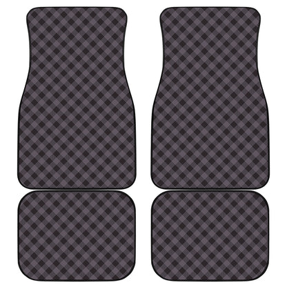 Grey Buffalo Plaid Pattern Print Front and Back Car Floor Mats