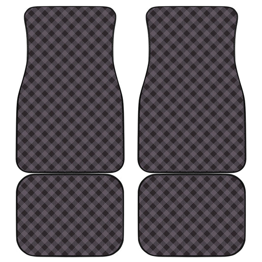 Grey Buffalo Plaid Pattern Print Front and Back Car Floor Mats