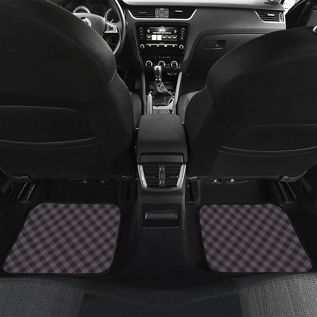 Grey Buffalo Plaid Pattern Print Front and Back Car Floor Mats