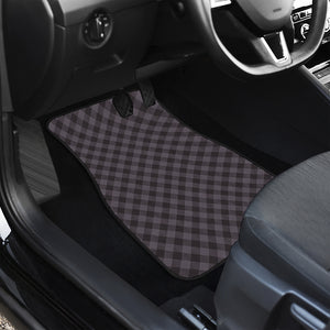 Grey Buffalo Plaid Pattern Print Front and Back Car Floor Mats