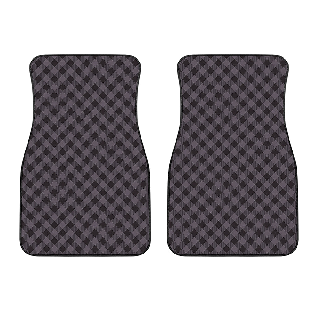 Grey Buffalo Plaid Pattern Print Front Car Floor Mats