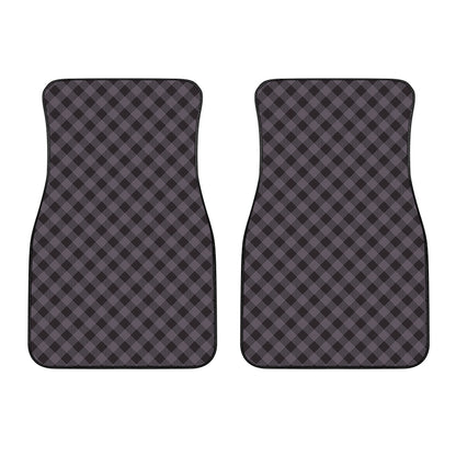 Grey Buffalo Plaid Pattern Print Front Car Floor Mats