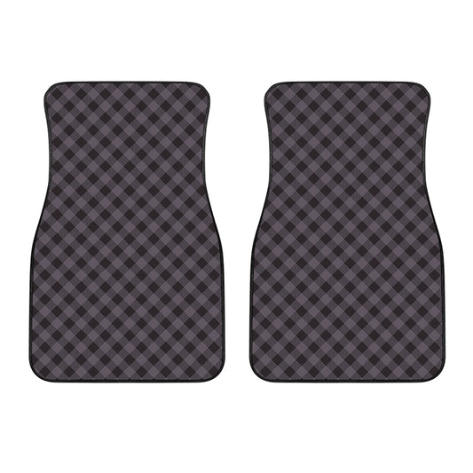 Grey Buffalo Plaid Pattern Print Front Car Floor Mats
