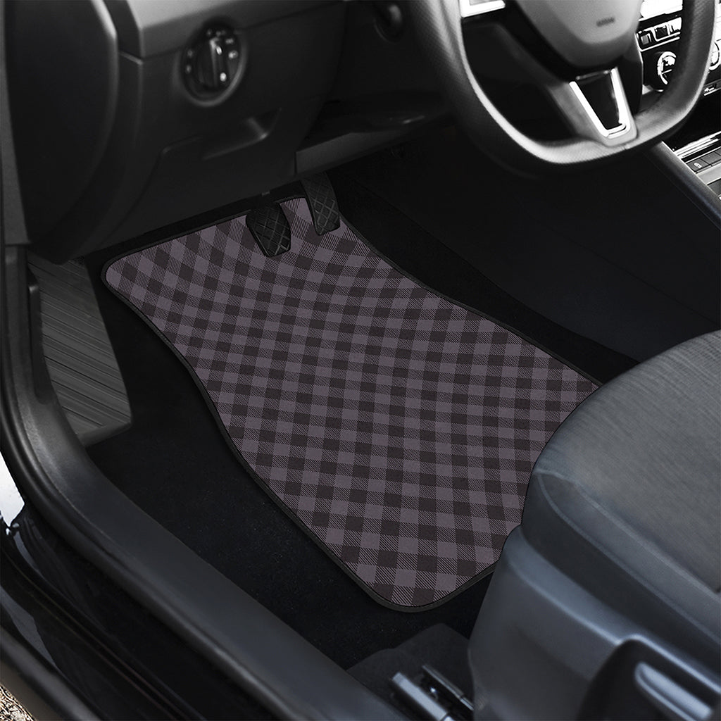 Grey Buffalo Plaid Pattern Print Front Car Floor Mats