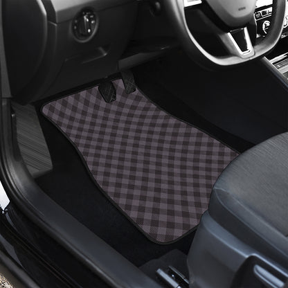 Grey Buffalo Plaid Pattern Print Front Car Floor Mats
