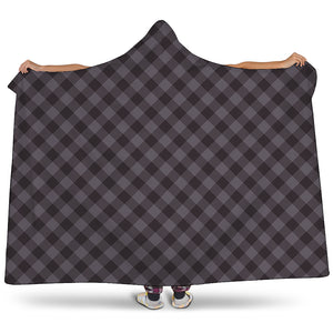 Grey Buffalo Plaid Pattern Print Hooded Blanket