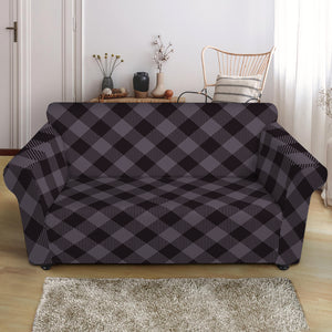 Grey Buffalo Plaid Pattern Print Loveseat Slipcover