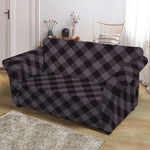 Grey Buffalo Plaid Pattern Print Loveseat Slipcover