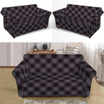 Grey Buffalo Plaid Pattern Print Loveseat Slipcover