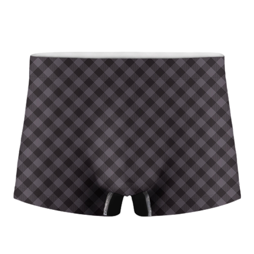 Grey Buffalo Plaid Pattern Print Men's Boxer Briefs