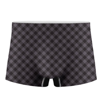Grey Buffalo Plaid Pattern Print Men's Boxer Briefs