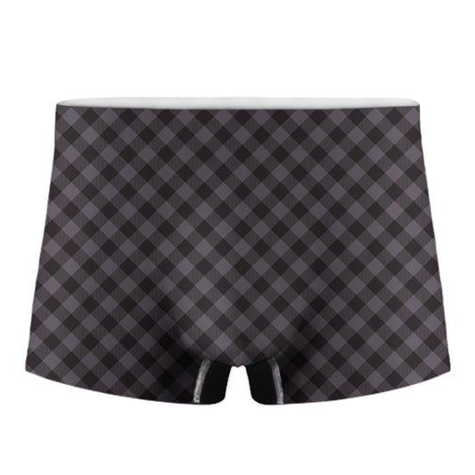 Grey Buffalo Plaid Pattern Print Men's Boxer Briefs