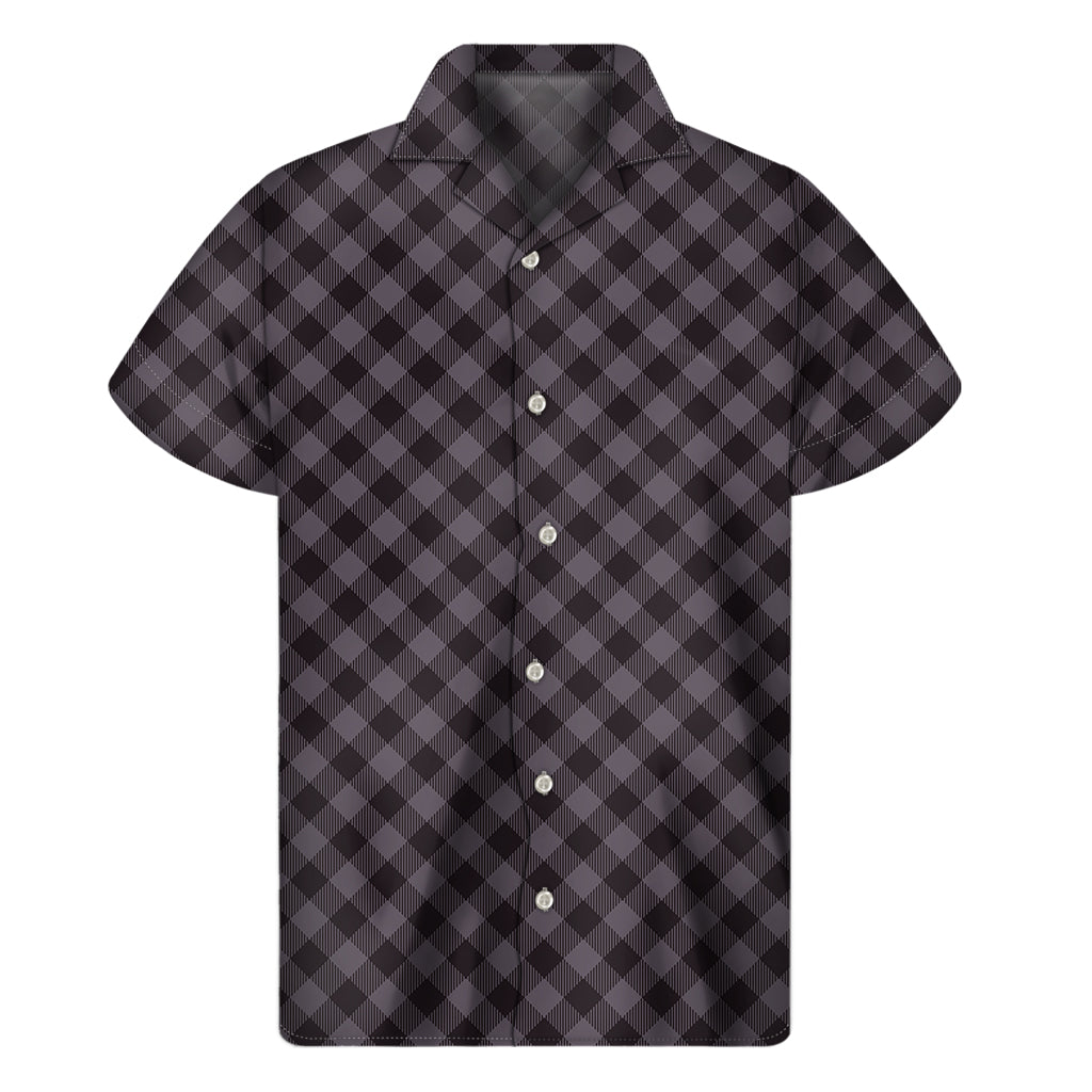 Grey Buffalo Plaid Pattern Print Men's Short Sleeve Shirt